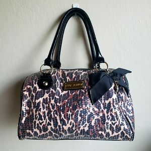 Betsey Johnson Sequined Cheetah Print Satchel Bag